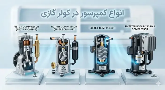 انواع کمپرسور کولر گازی: راهنمای جامع انتخاب بهترین مدل