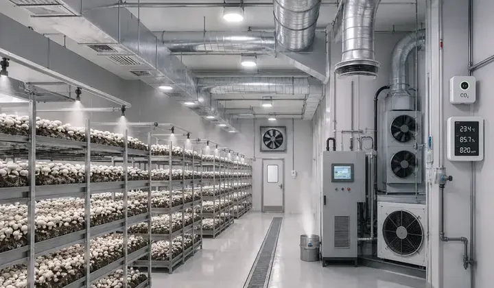 طراحی سیستم تهویه سالن پرورش قارچ ؛ کنترل CO2، رطوبت و کیفیت هوا برای افزایش راندمان تولید