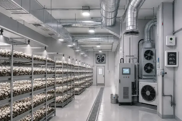 طراحی سیستم تهویه سالن پرورش قارچ ؛ کنترل CO2، رطوبت و کیفیت هوا برای افزایش راندمان تولید